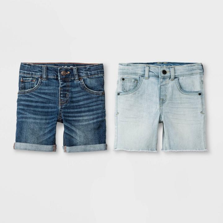 Toddler Boys' 2pk Raw Hem And Rolled Hem Jean Shorts - Cat & Jack Blue
