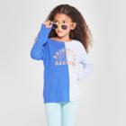 Girls' Long Sleeve Spliced Brighter Than A Rainbow Top - Cat & Jack Blue/white