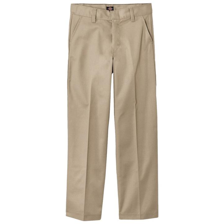 Dickies Boys' Classic Fit Flat Front Uniform Chino Pants - Khaki (green)
