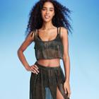 Shade & Shore Women's Tie Detail Lurex Cropped Cover Up Dress - Shade &