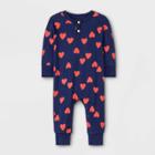 Baby Boys' V-day Heart Rib Romper - Cat & Jack Navy Newborn, Blue