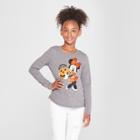 Plus Size Girls' Disney Minnie Mouse Halloween Long Sleeve T-shirt - Gray