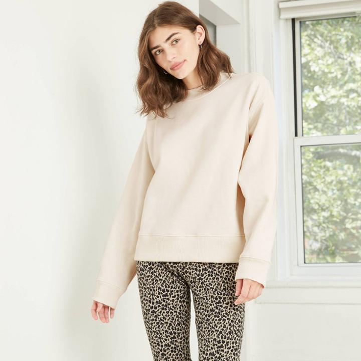 Women's Fleece Sweatshirt - A New Day Cream