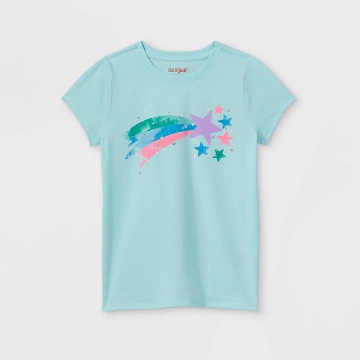 Girls' 'shooting Star' Short Sleeve Graphic T-shirt - Cat & Jack Light Blue
