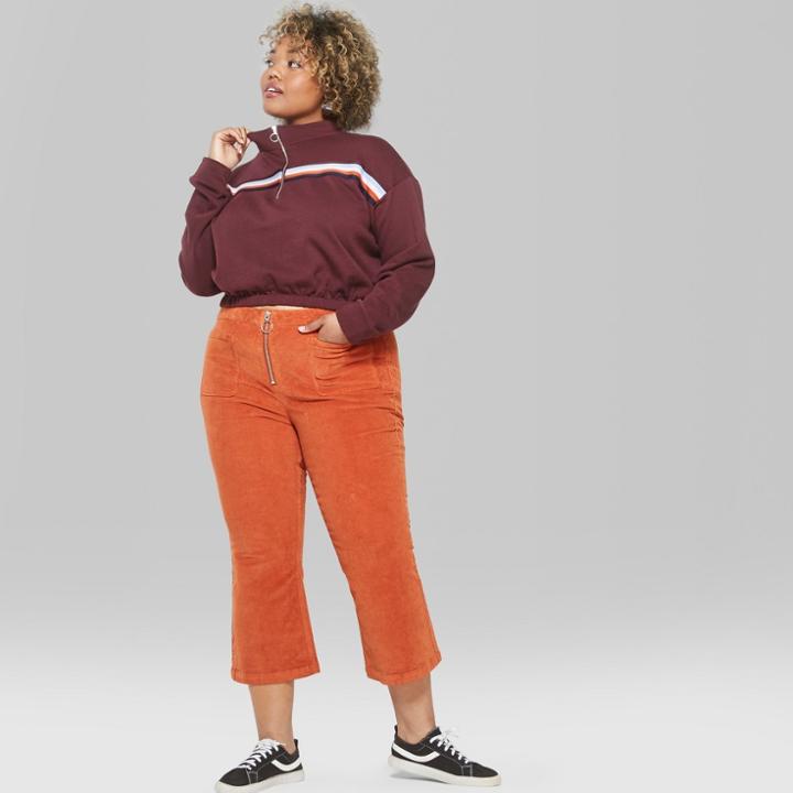 Women's Plus Size Cord Kick Flare - Wild Fable Orange