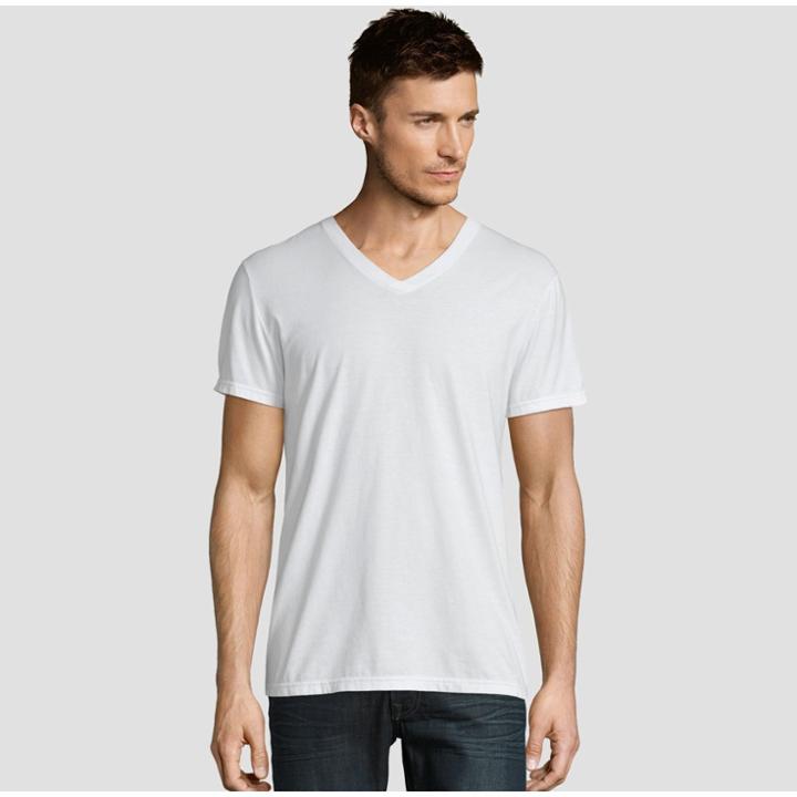 Hanes Premium Men's Short Sleeve Black Label V-neck T-shirt - White