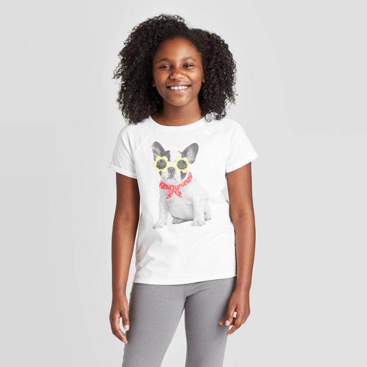 Petitegirls' Short Sleeve Dog Flip Sequin T-shirt - Cat & Jack White Xs, Girl's,