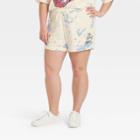 The Rolling Stones Women's Rolling Stones Plus Size Americana Graphic Jogger Shorts - Off-white