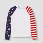 Boys' Long Sleeve American Flag Print Rash Guard Swim Shirt - Cat & Jack Xs, Blue/red/white