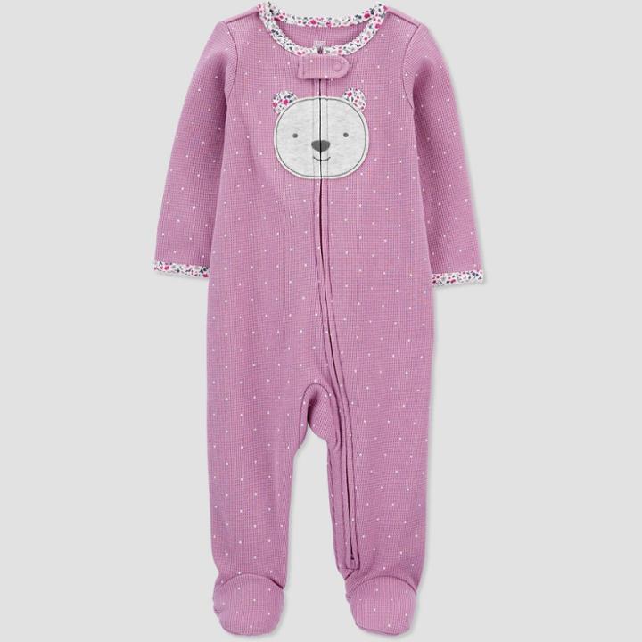 Baby Girls' Bear Footed Pajama - Just One You Made By Carter's Purple Newborn