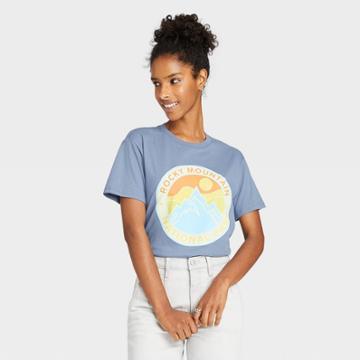 National Park Foundation Women's Rocky Mountains Short Sleeve Graphic T-shirt - Blue