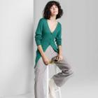 Women's Longline Button-down Cardigan - Wild Fable Dark Teal Green