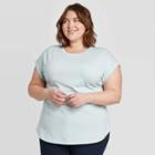 Women's Plus Size Short Sleeve Cuffed T-shirt - Ava & Viv Blue X, Women's