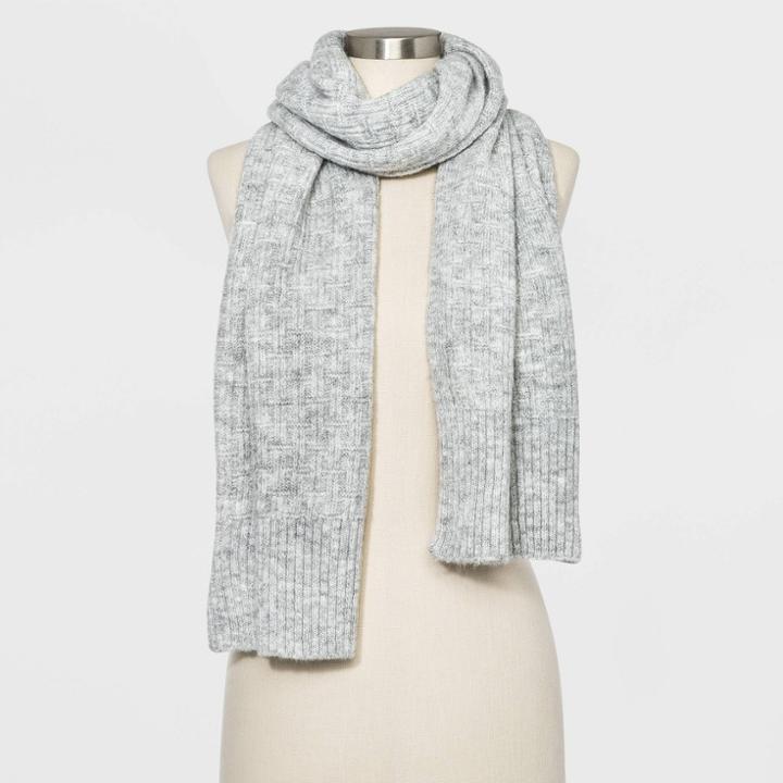 Women's Oblong Knit Scraf - Universal Thread Gray One Size, Women's