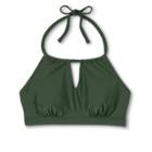 Women's Post Mastectomy High Neck Keyhole Bikini Top - Kona Sol Dark Green