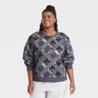 Women's Plus Size Quilted Pullover Sweatshirt - Universal Thread Gray Fair Isle