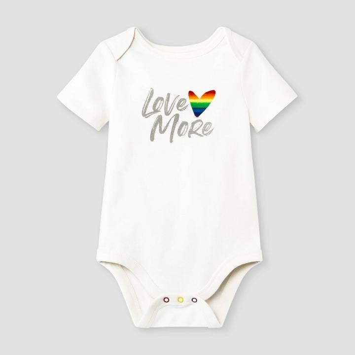 Baby Girls' Love More Short Sleeve Bodysuit - Cat & Jack Light Cream Newborn, Ivory
