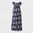 Maternity Floral Print Short Sleeve Smocked Dress - Isabel Maternity By Ingrid & Isabel Navy Xs, Women's, Blue