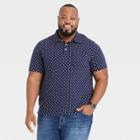 Men's Tall Printed Standard Fit Short Sleeve Collared Polo T-shirt - Goodfellow & Co Navy Blue/shapes