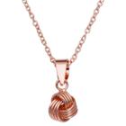 Treasure Lockets Rose Gold Plated Sterling Silver Textured Loveknot Pendant Necklace