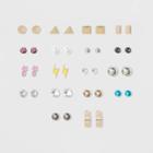 Lightening Bolt, And Geometric Stud Multi Earring Set 18ct - Wild Fable, Women's,