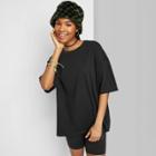 Women's Short Sleeve Relaxed Fit T-shirt - Wild Fable Black Xxs