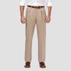 Haggar Men's Premium No Iron Classic Fit Pleated Casual Pants - Sand 32x30,