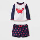 Baby Boys' Long Sleeve Crab Rash Guard Set - Cat & Jack Navy 3-6m, Infant Boy's, Blue