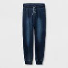 Boys' Adaptive Knit Dark Wash Denim Jogger Pants - Cat & Jack Blue L, Boy's,