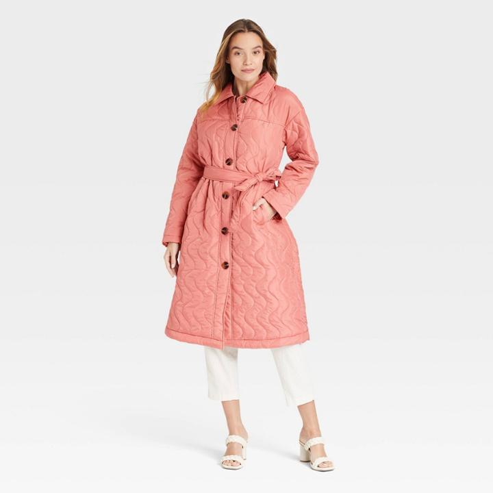Women's Button-front Overcoat - Who What Wear Pink