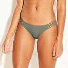 Women's Ribbed Strappy Hipster Bikini Bottom - Xhilaration Olive Xl, Green Olive