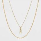 14k Gold Plated Crystal Initial 'r' Pendant Chain Necklace - A New Day Gold