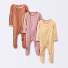 Baby 3pk Zip-up Sleep N' Play - Cloud Island Orange Newborn