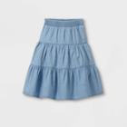 Girls' Chambray Tiered A-line Skirt - Cat & Jack Blue