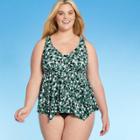 Women's Plus Size Plunge Criss Cross Sharkbite Tankini Top - Kona Sol