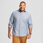 Men's Big & Tall Long Sleeve Cotton Slub Texture Button-down Shirt - Goodfellow & Co Blue