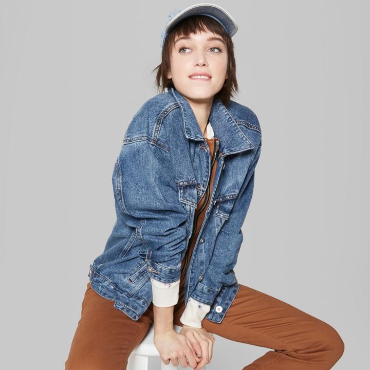 Women's Denim Trucker Jacket - Wild Fable Medium Wash