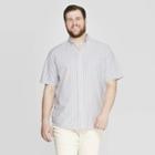 Men's Tall Striped Standard Fit Short Sleeve Poplin Button-down Shirt - Goodfellow & Co Airy Blue