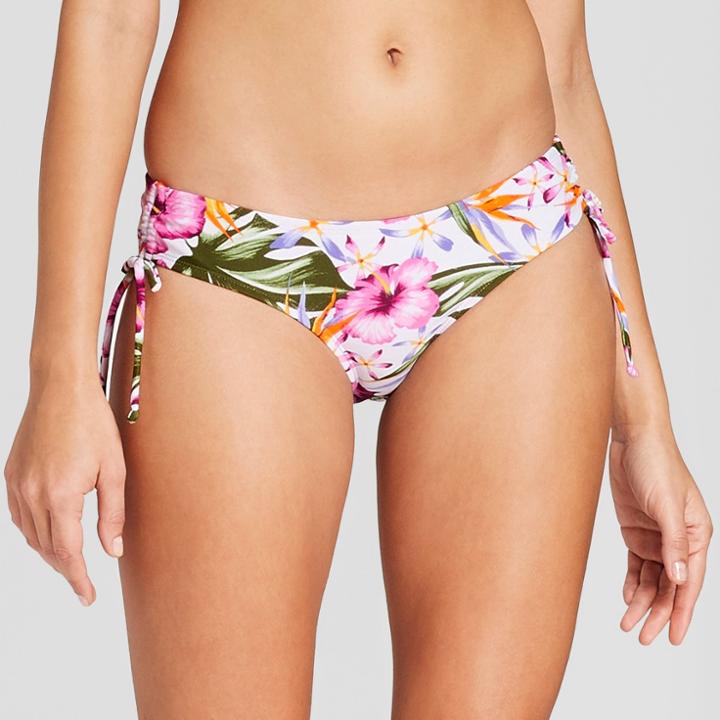 Women's Floral Print Tie Side Hipster Bikini Bottom - Mossimo Hibiscus Berry