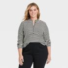 Women's Plus Size Long Sleeve Henley Shirt - Who What Wear Black