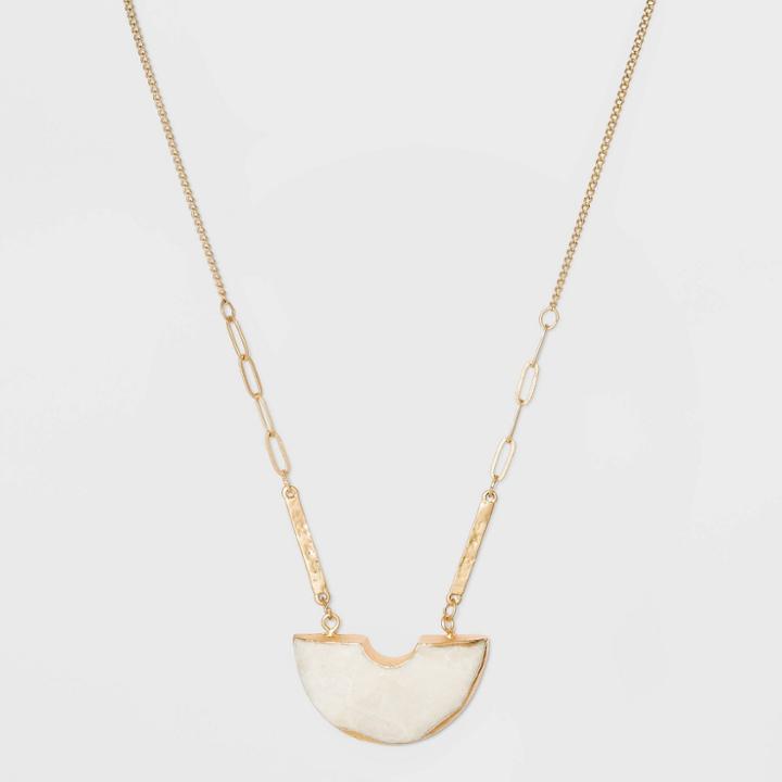 Semi-precious Natural Cream Opal Pendant Necklace - Universal Thread Cream, Ivory