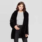 Women's Long Sleeve Faux Fur Coat Jacket - Xhilaration Black
