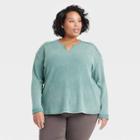 Women's Plus Size Long Sleeve Thermal Lace Top - Knox Rose Blue