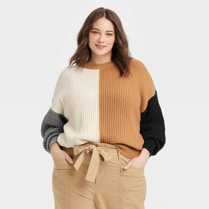 Women's Plus Size Crewneck Pullover Sweater - A New Day Naturals