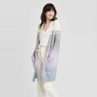 Women's Colorblock Long Sleeve Knitted Cozy Cardigan - A New Day Cream Xs, Women's, Beige