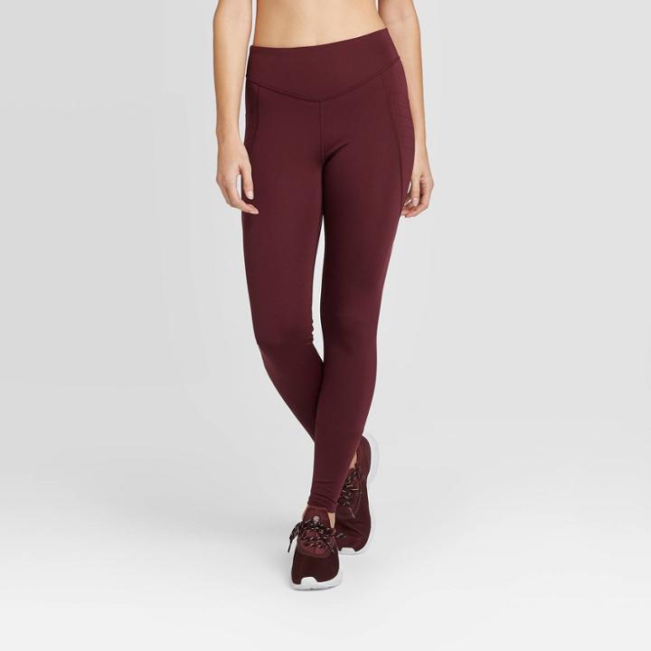 Women's High-waisted Pocketed Leggings - Joylab Burgundy S, Women's, Size: