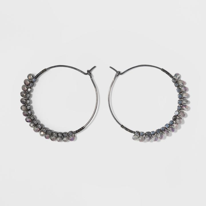 Beads Hoop Earrings - A New Day Hematite