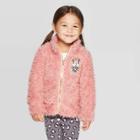 Toddler Girls' Minnie Mouse Patch Woobie Fleece Zip-up Sweatshirt - Pink 12m, Girl's, Size: