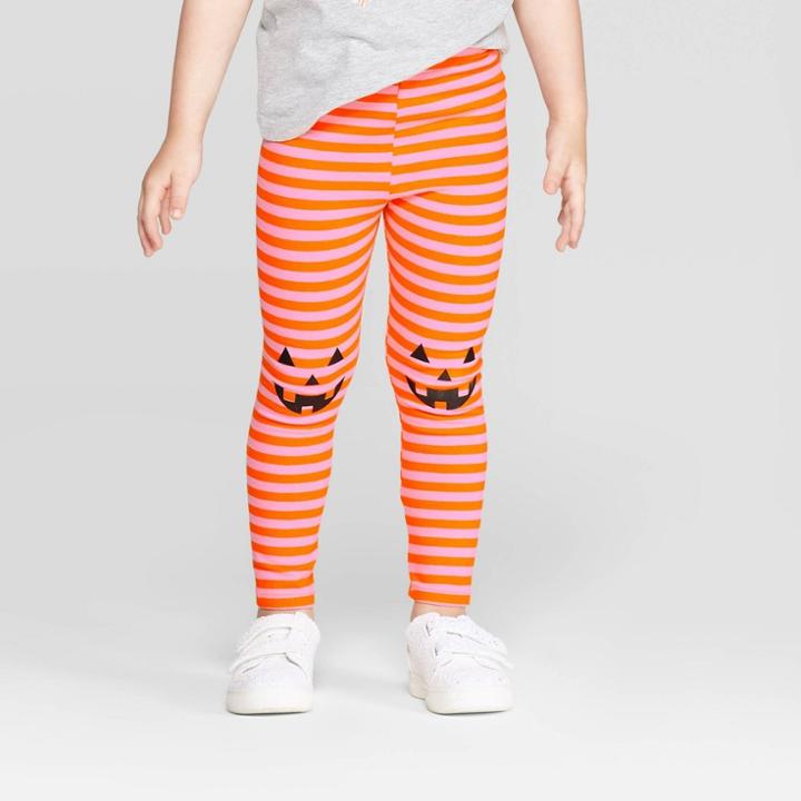 Toddler Girls' Striped Jack-o-lantern Leggings - Cat & Jack Orange/pink, Toddler Girl's,