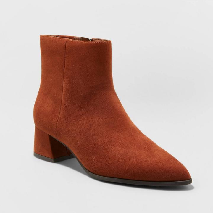 Women's Delilah Heeled Ankle Boots - A New Day Cognac